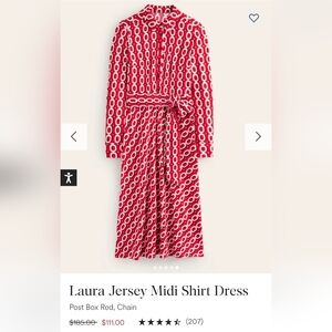 Boden Laura Jersey Midi Dress Red Chain 16-18R